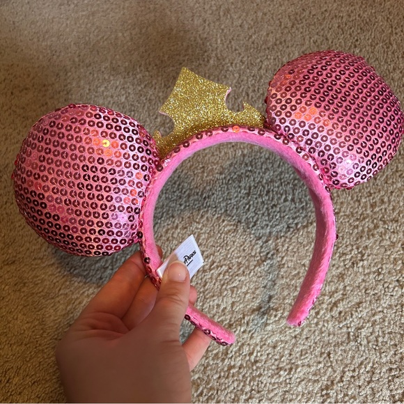 Pink Sequin Princess Aurora Disney Park Mickey Ears - Picture 2 of 4